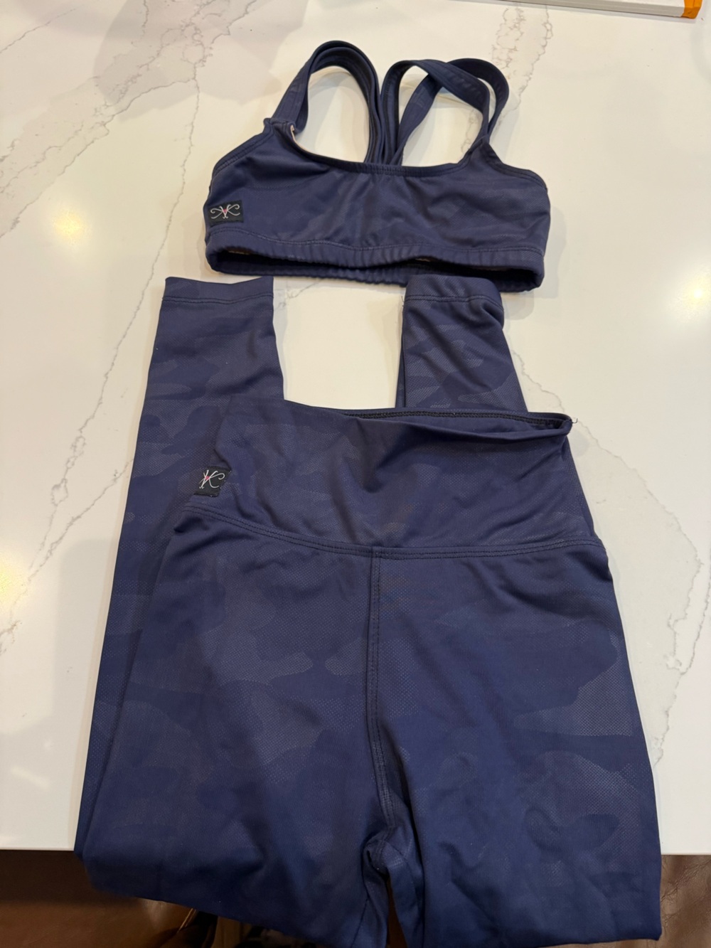 Girls' Navy Athletic Matching Set – Sports Bra & Leggings by (unknown